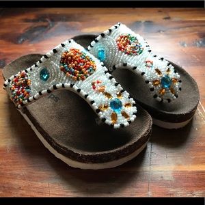 Toddler Girl Beaded T Sandals-VGUC-Multicolor Sz 7